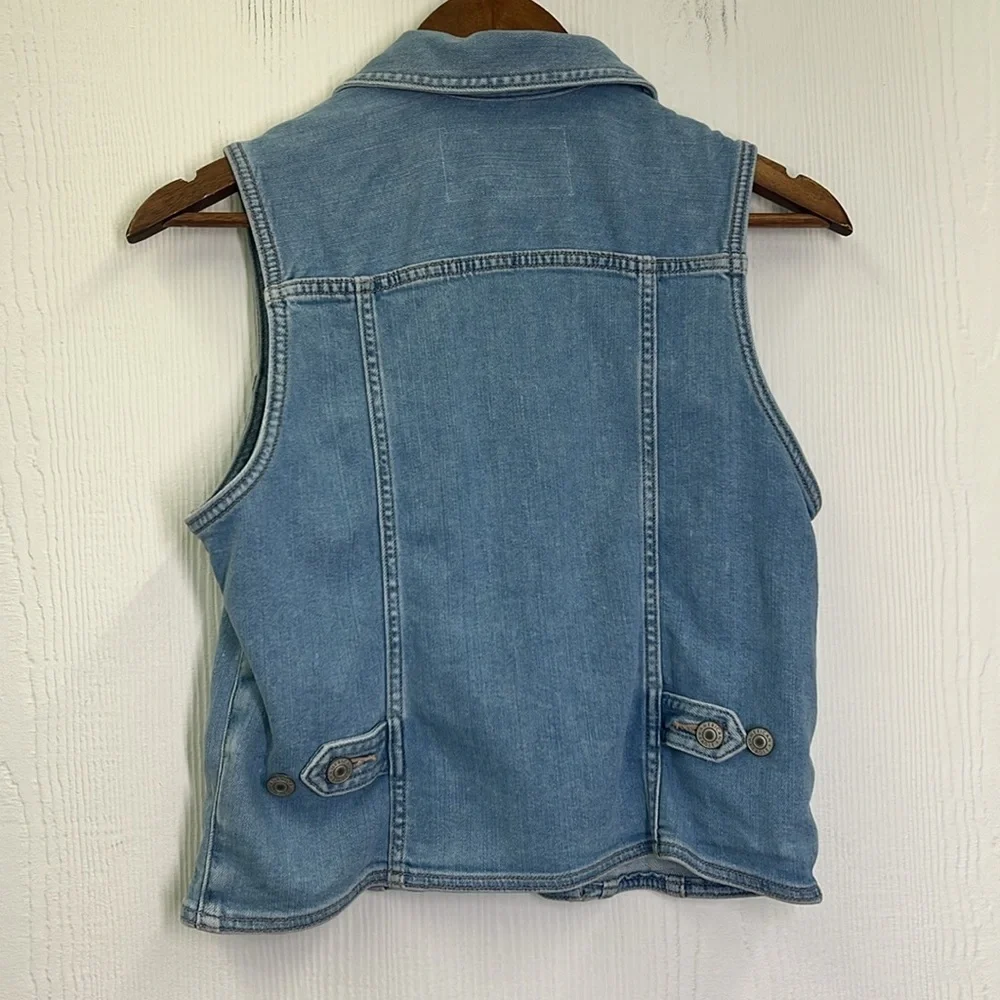 American Eagle - Light Stonewashed Zip Up Pocket Sleeveless Vest Size Small - Picture 10 of 10